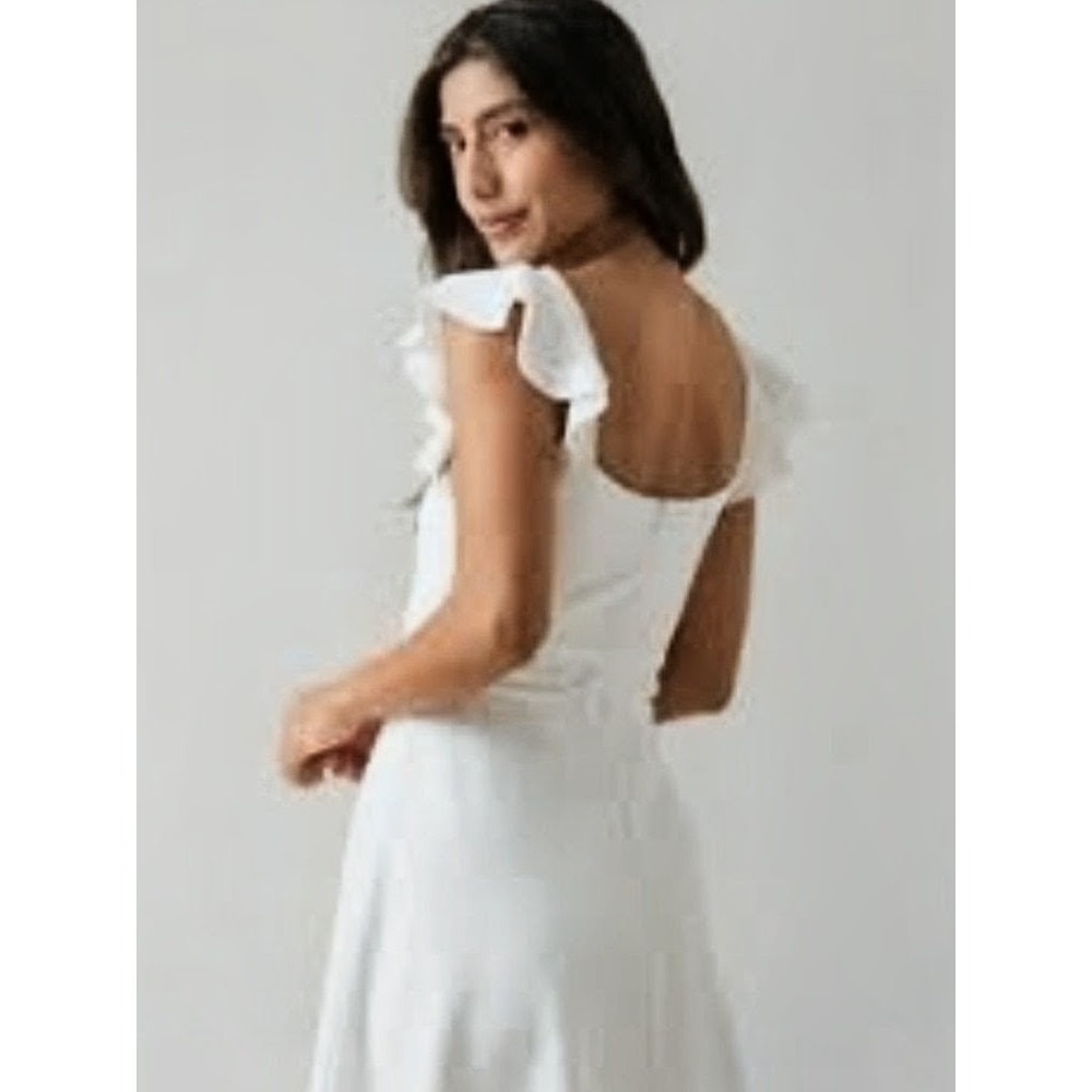 NWT Altar'd State White Ruffle Sleeve Twist Front Fit&Flare Skater Dress size M‎ - Picture 2 of 6